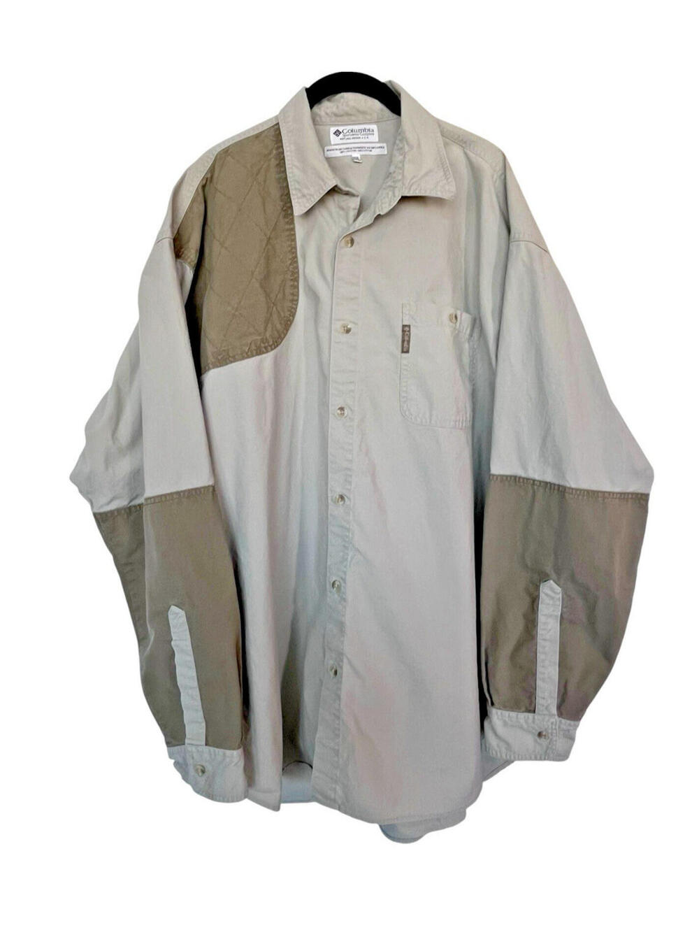 Columbia Shirt Shooting Padded Shoulder Hunting Vintage Mens sz XXL Khaki Green